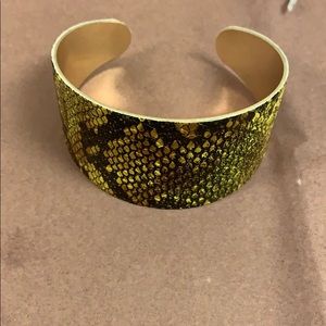 SnakeSkin Yellow Leather Wide Cuff